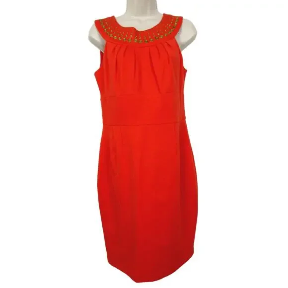 Trina Turk | Dresses | Trina Turk Dress Womens 8 Career Sleeveless Orange Gold Trim Sheath Knee Length | Poshmark Trina Turk | Dresses | Trina Turk Dress Womens 8 Career Sleeveless Orange Gold Trim Sheath Knee Length | Poshmark